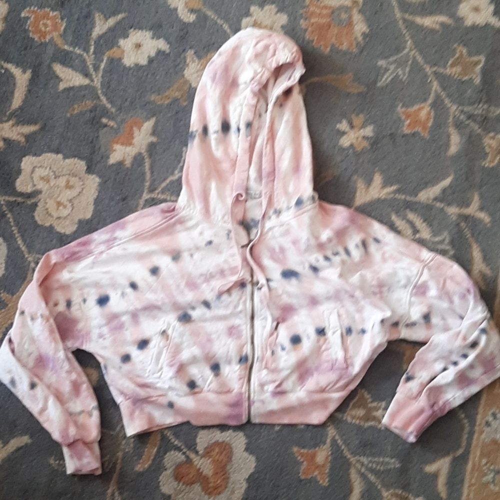 Eu YFB Cropped Hoodie Sweatshirt, Pink Tie Dye Zip Up sz Large - Picture 4 of 7